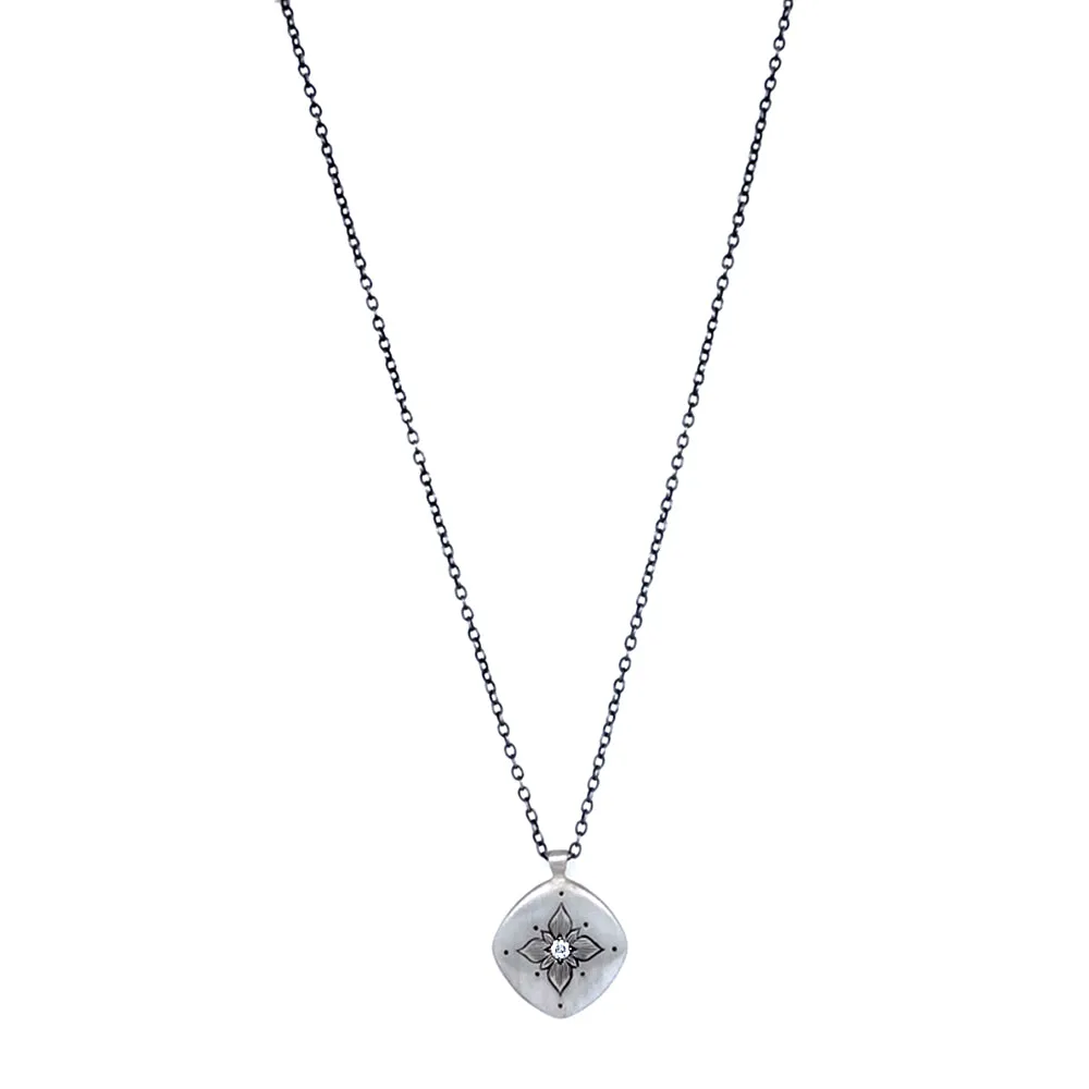 Diamond & Sterling Silver Necklace - "Lotus"