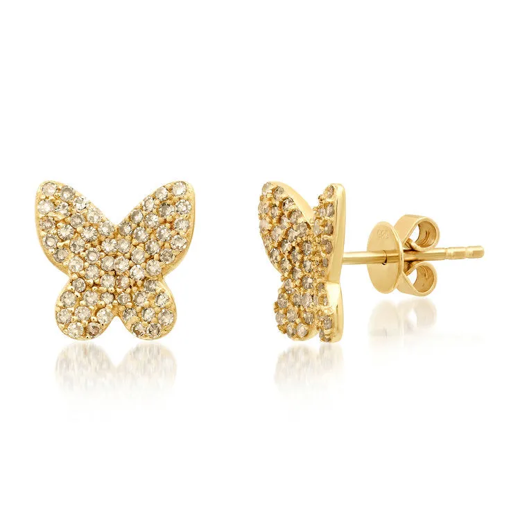 DIAMOND BUTTERFLY STUDS, GOLD