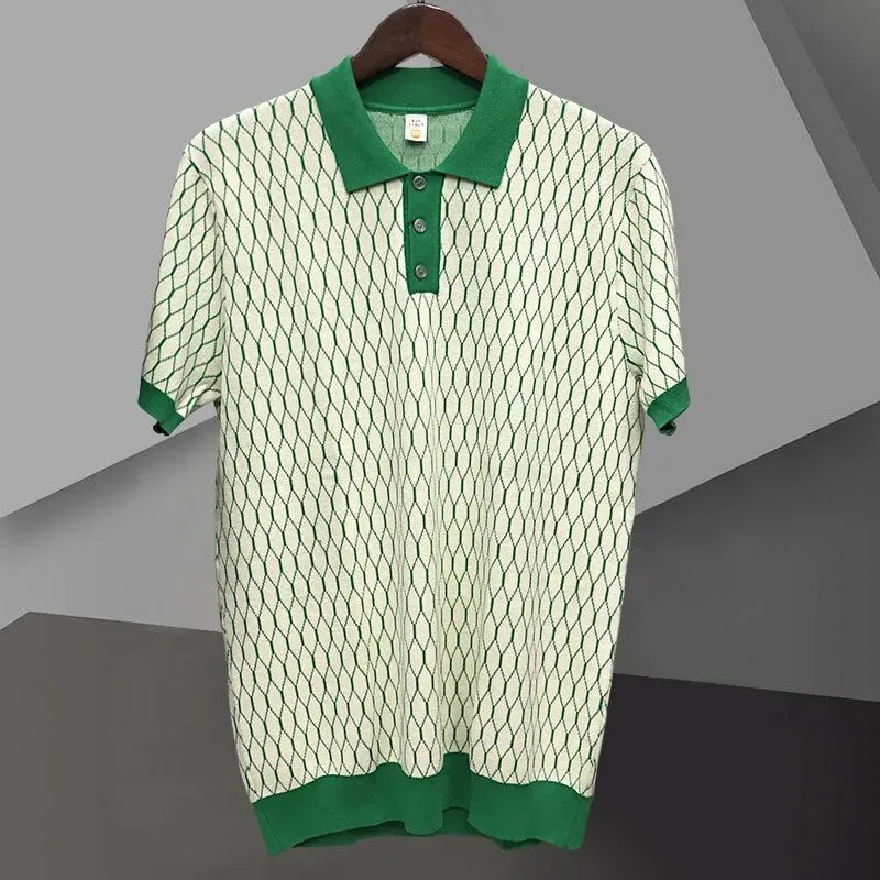 Diamond Geometric Pattern Polo Shirt