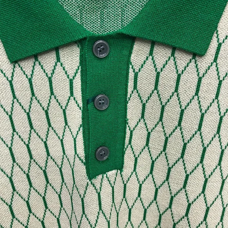 Diamond Geometric Pattern Polo Shirt