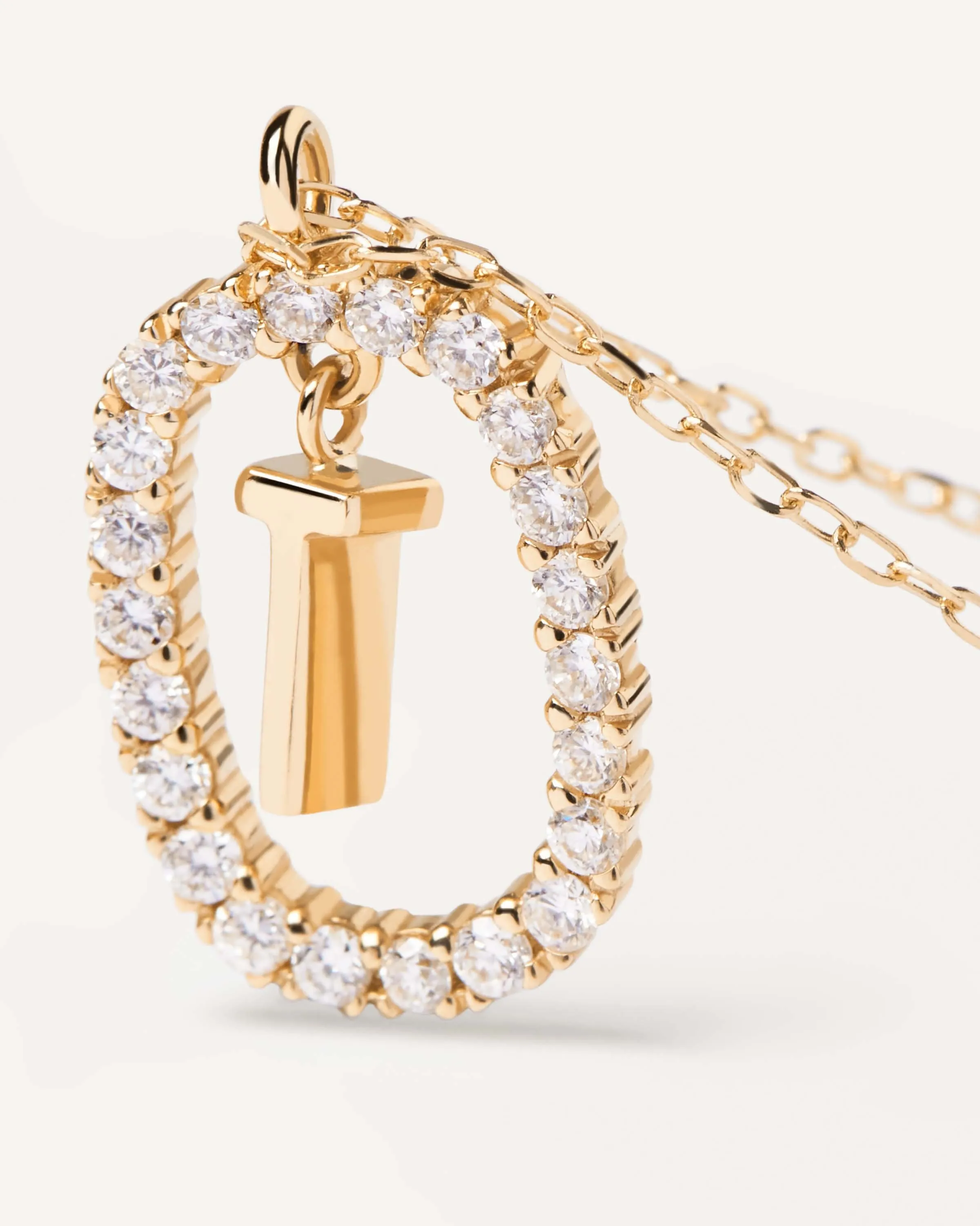 Diamonds and Gold Letter T Necklace
