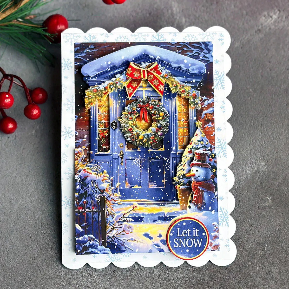 Die Cut Decoupage – Snowy Porch Scene (pack of 3)