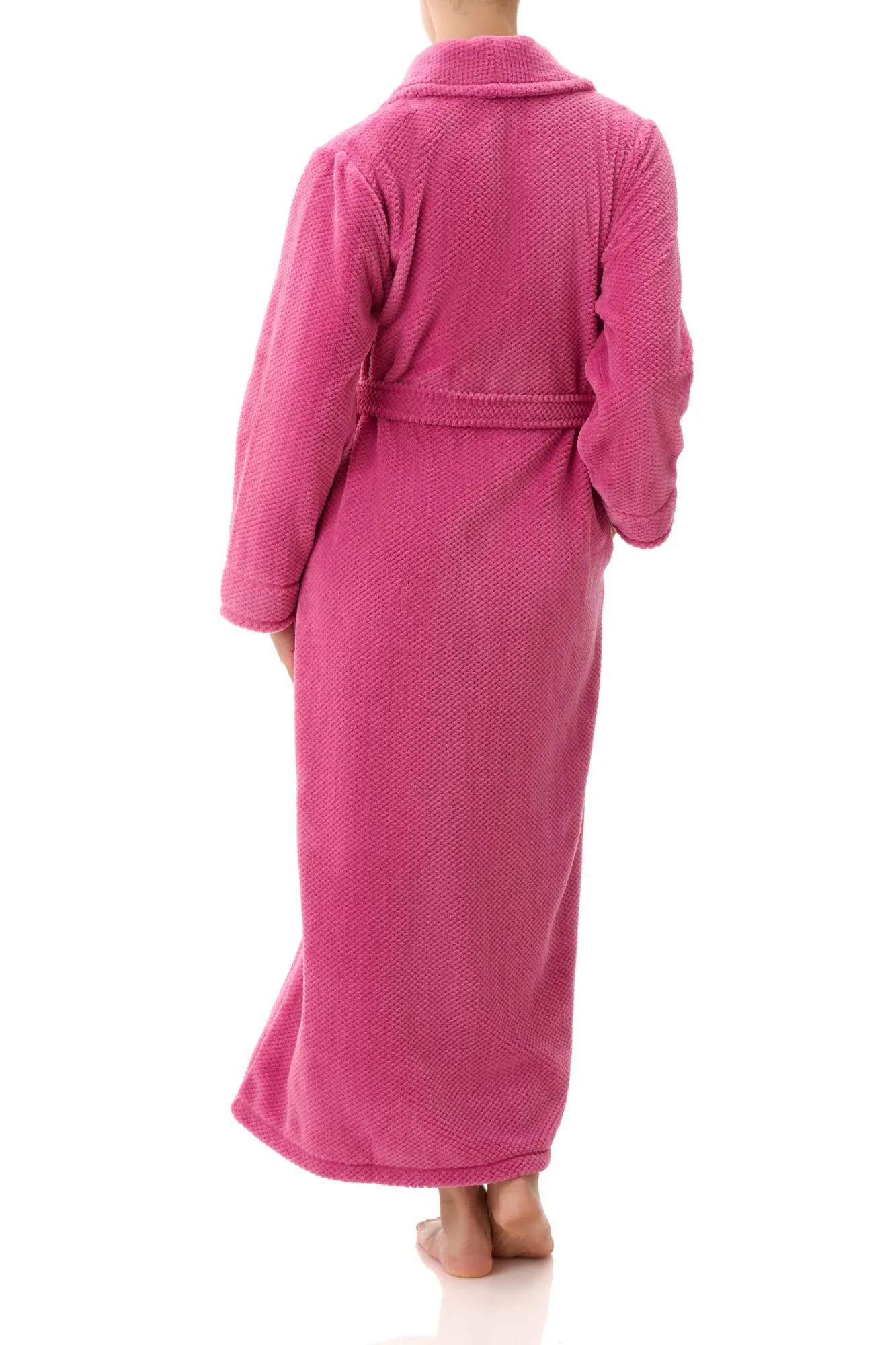 Dimple Fleece Long Wrap Robe Rose