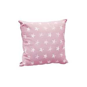 Distressed Star Print Cotton Cushion Cover in Pink