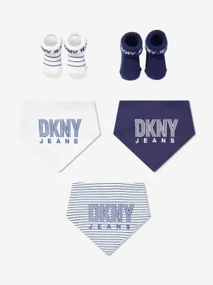 DKNY Baby Boys 5 Pack Bib Set in Navy