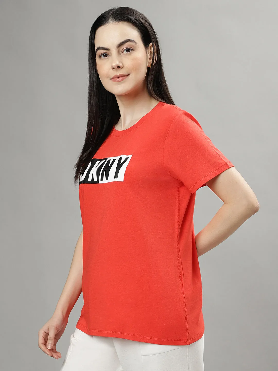 Dkny Red Fashion Logo Regular Fit Top