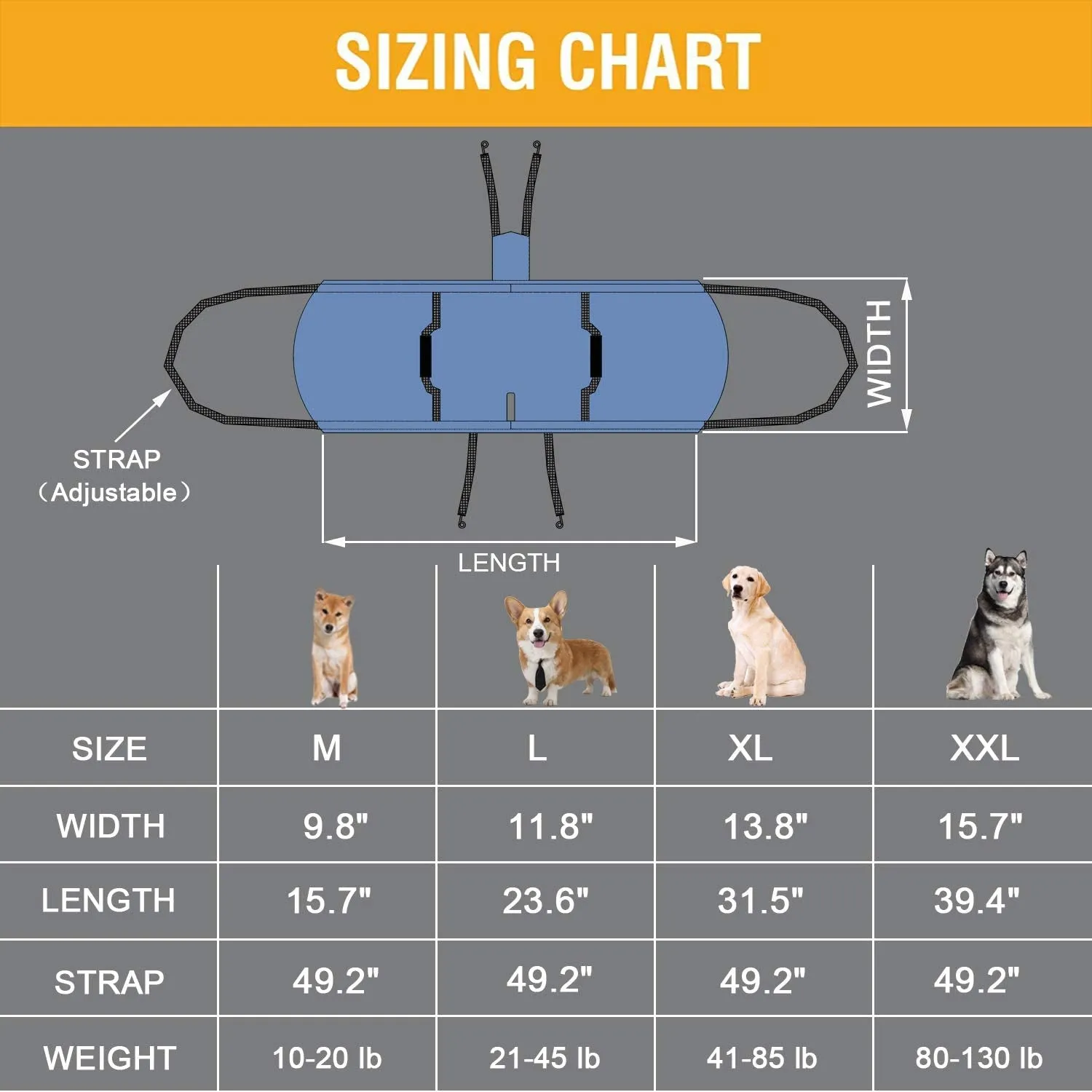 Dog Carry Sling, Emergency Backpack Pet Legs Support & Rehabilitation Dog Lift Harness for Nail Trimming, Dog Carrier for Senior Dogs Joint Injuries, Arthritis, up and down Stairs(Xl, Blue)