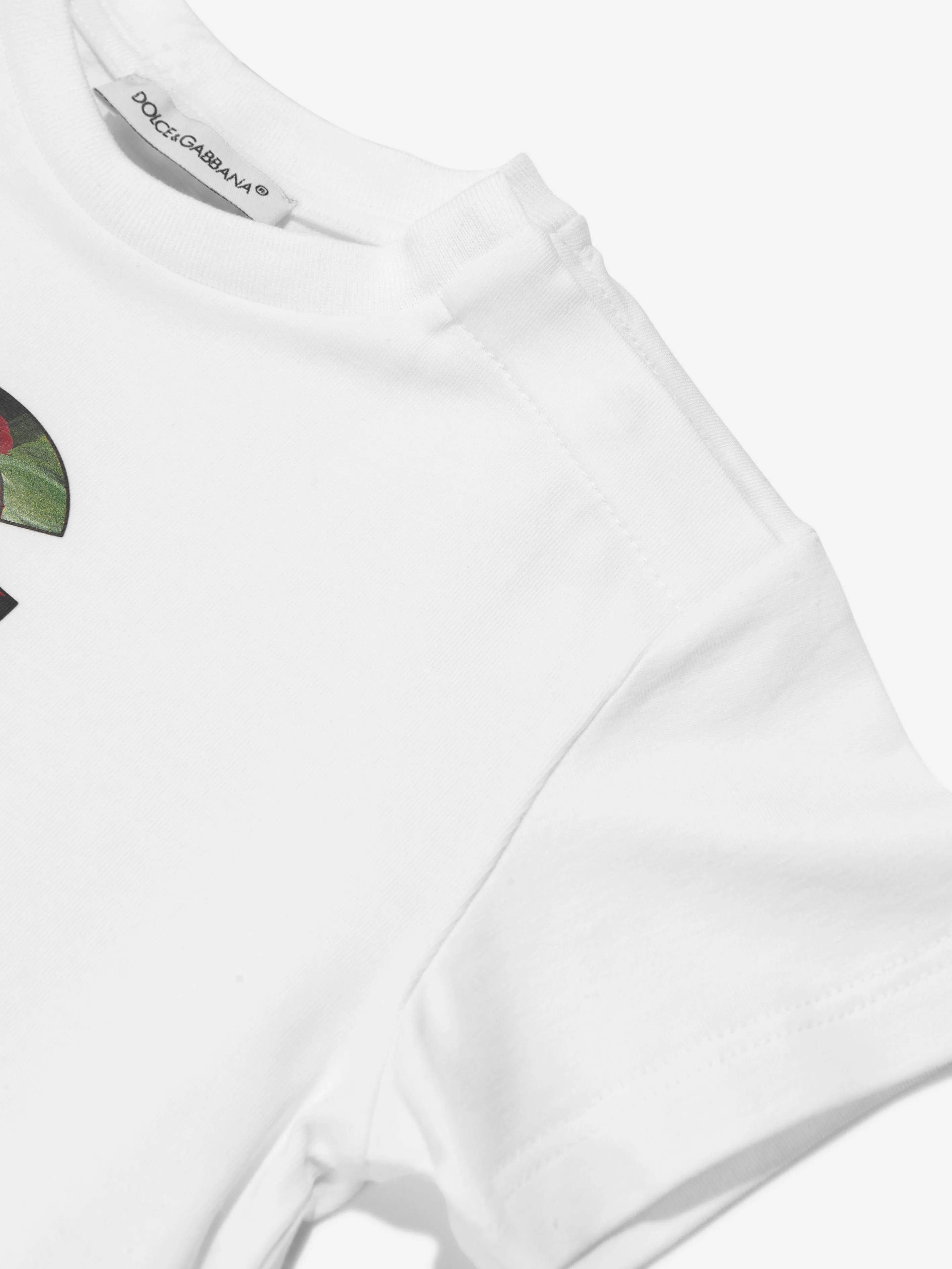 Dolce & Gabbana Baby Girls Rose Logo T-Shirt in White