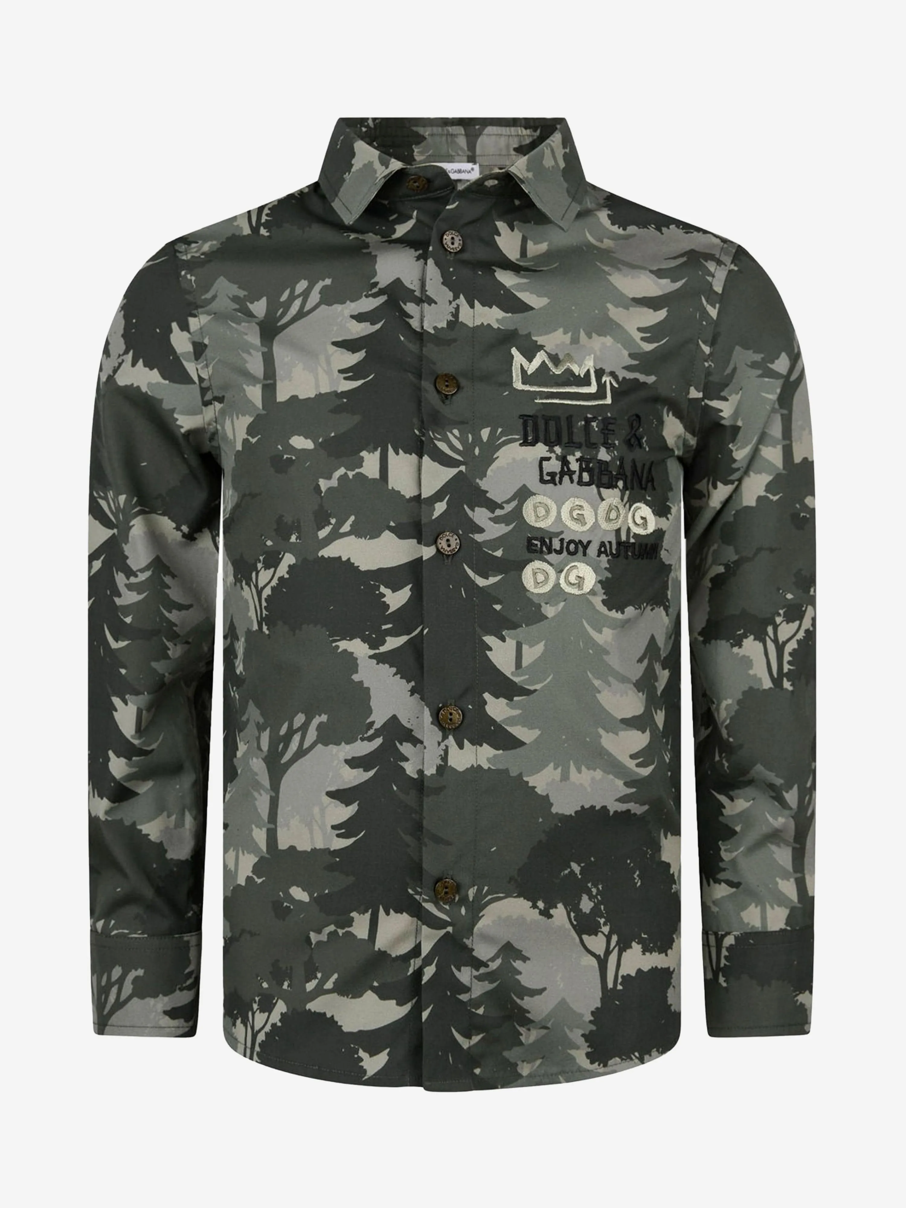 Dolce & Gabbana Boys Khaki Cotton Trees Shirt