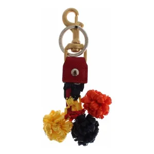 Dolce & Gabbana Chic Multicolor Raffia Leather Keychain