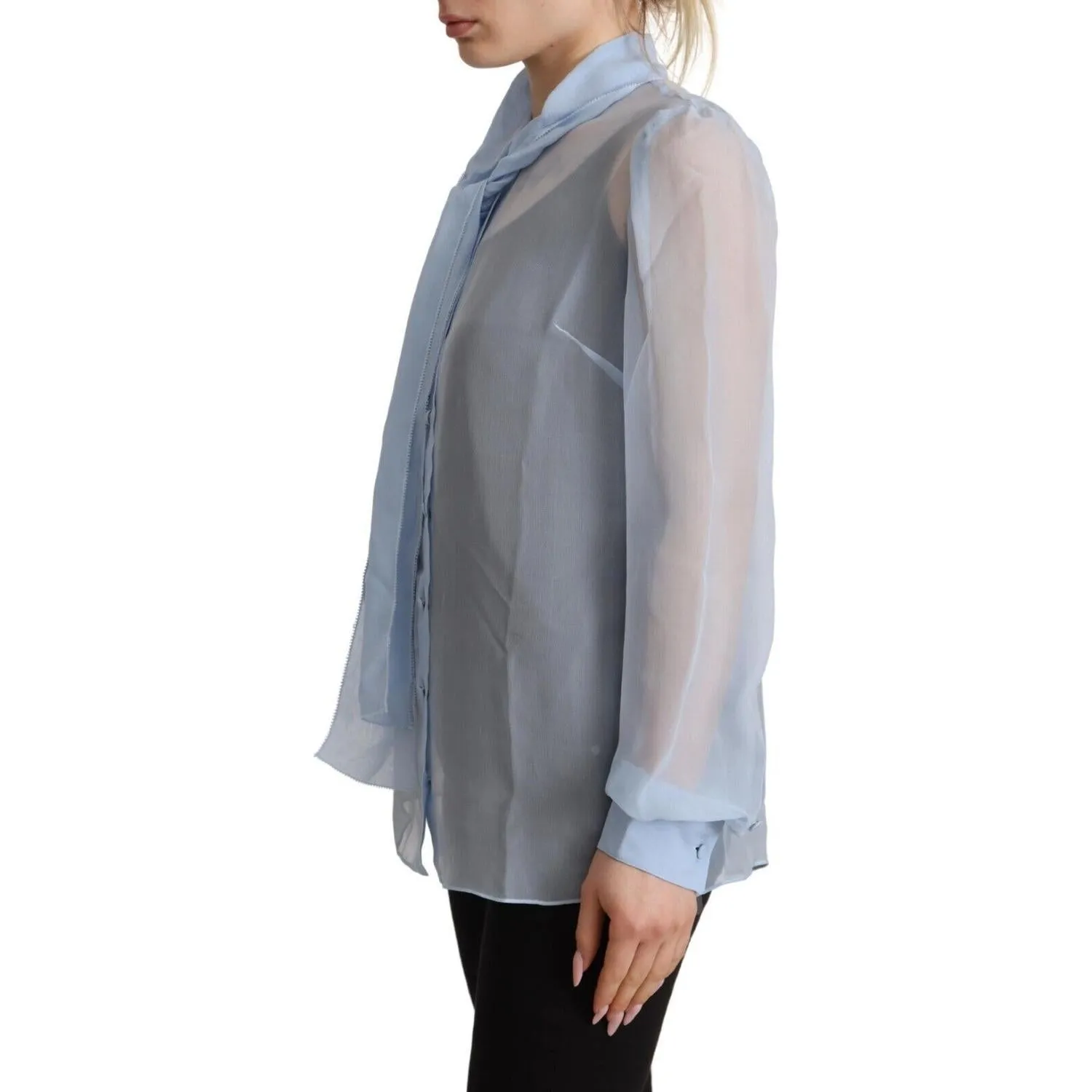 Dolce & Gabbana Elegant Silk Ascot Collar Blouse