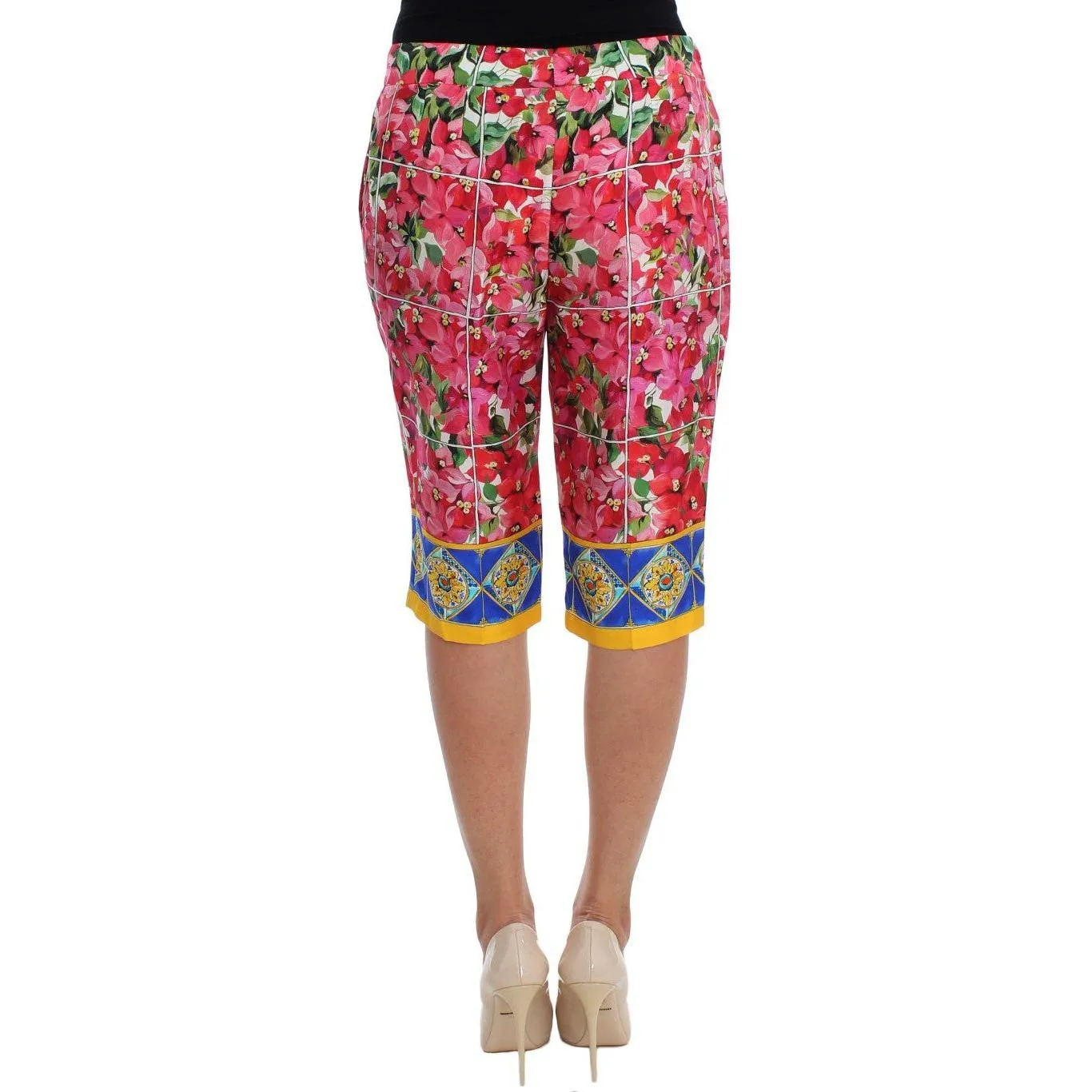 Dolce & Gabbana Multicolor Floral Silk Capri Pants