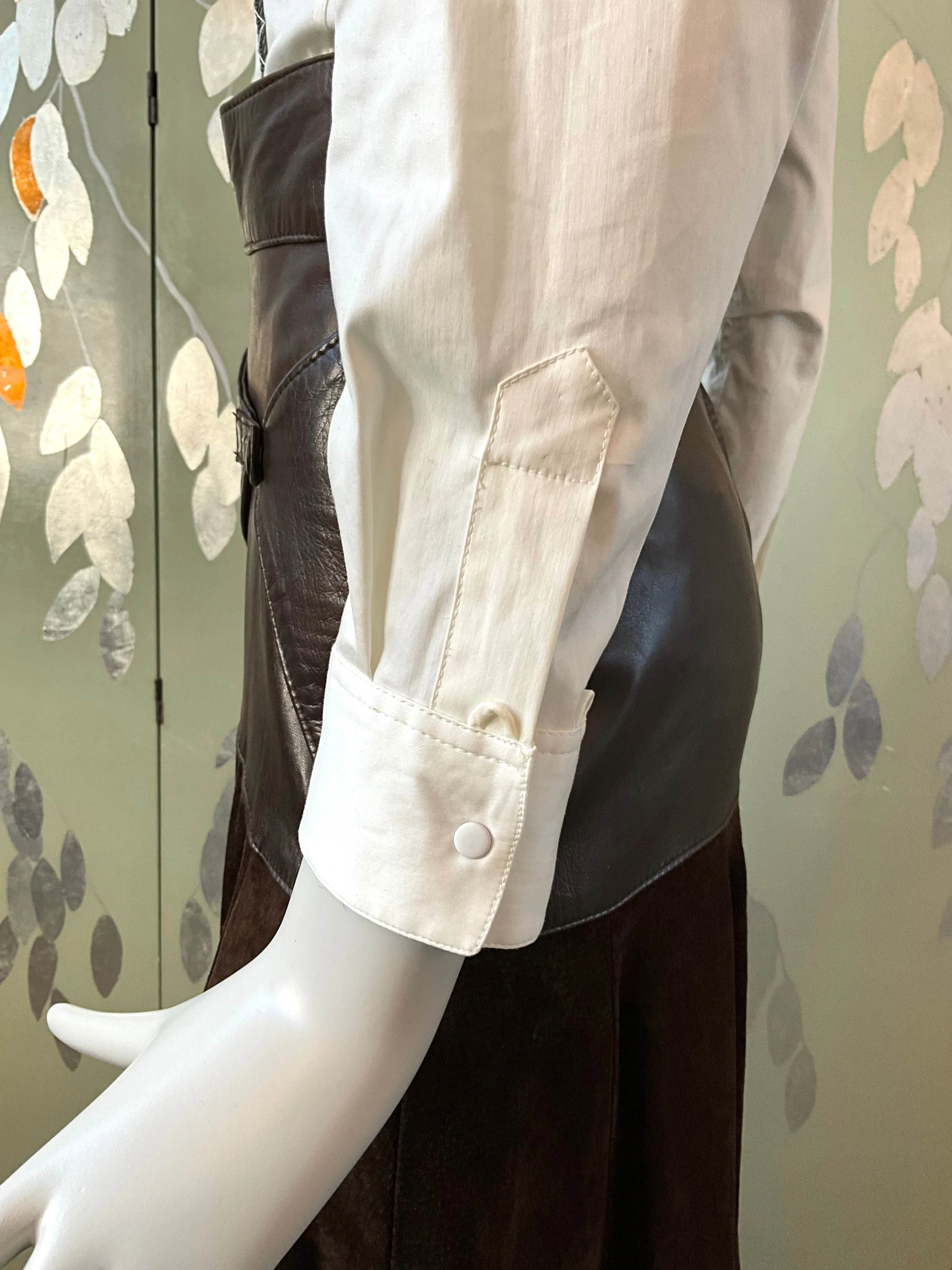 Donna Karan White Blouse with Exposed Boning, Small