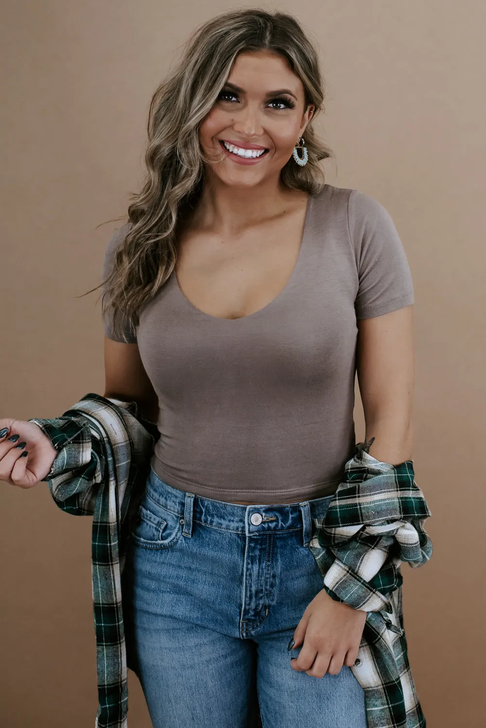 Double Layered Tee, Dark Coco