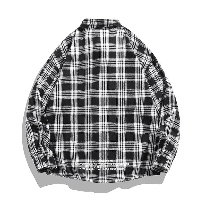 Draping Plaid Casual Workwear Trendy Long Sleeve Shirt