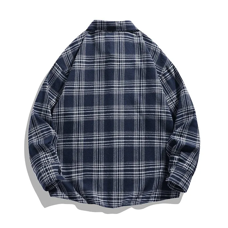 Draping Plaid Casual Workwear Trendy Long Sleeve Shirt