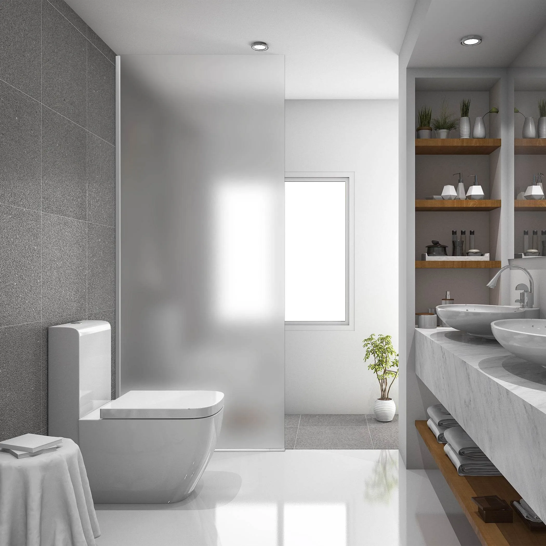 Dreamwerks 35.4"W x 79"H Frameless Fixed Shower Door in Chrome - Available in Clear or Frosted Glass