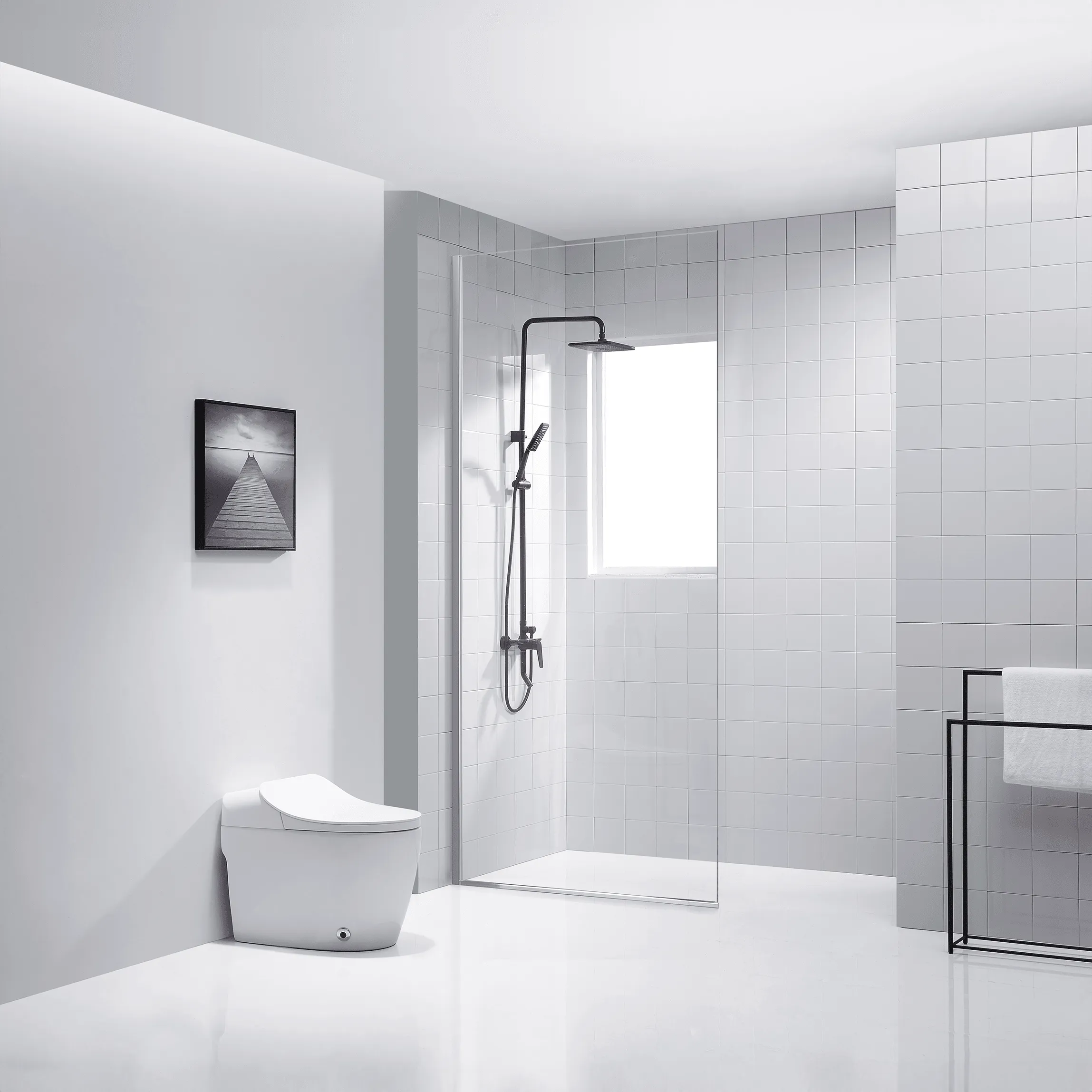 Dreamwerks 35.4"W x 79"H Frameless Fixed Shower Door in Chrome - Available in Clear or Frosted Glass