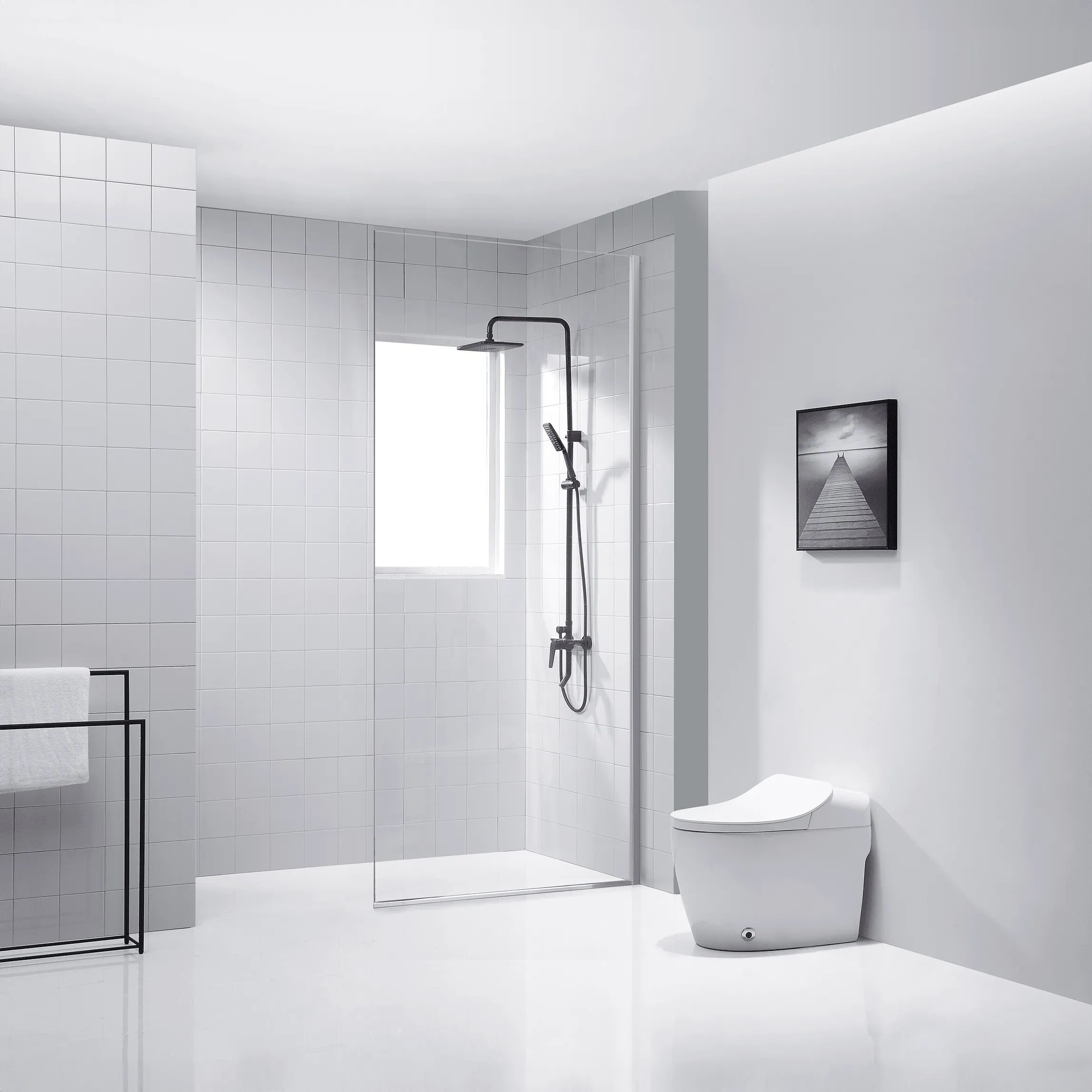 Dreamwerks 35.4"W x 79"H Frameless Fixed Shower Door in Chrome - Available in Clear or Frosted Glass