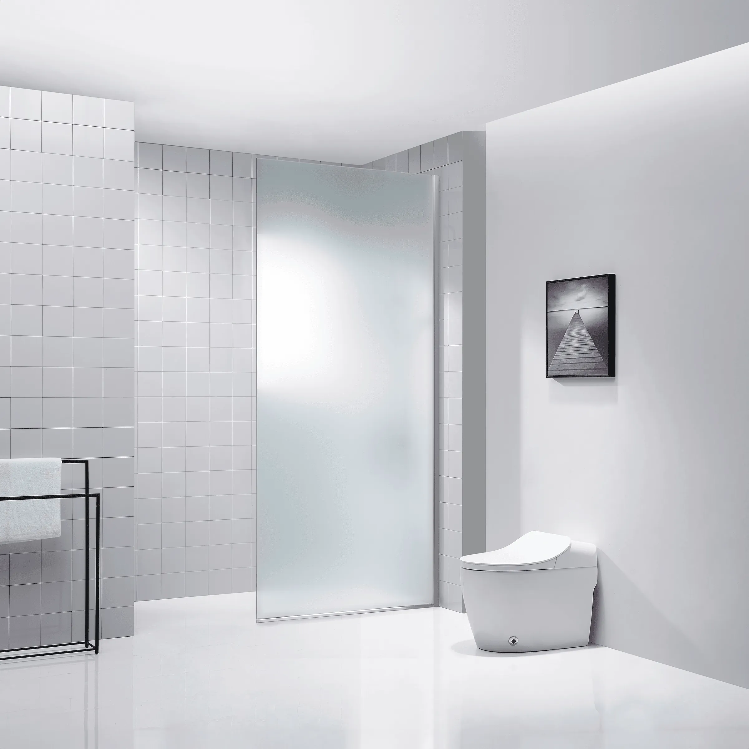 Dreamwerks 35.4"W x 79"H Frameless Fixed Shower Door in Chrome - Available in Clear or Frosted Glass