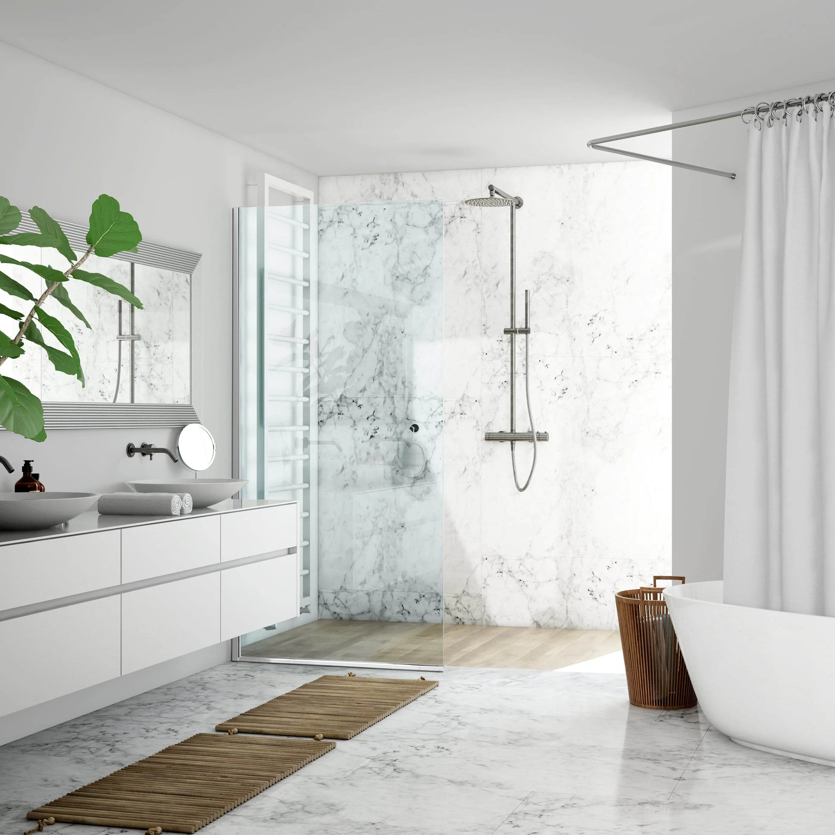 Dreamwerks 35.4"W x 79"H Frameless Fixed Shower Door in Chrome - Available in Clear or Frosted Glass