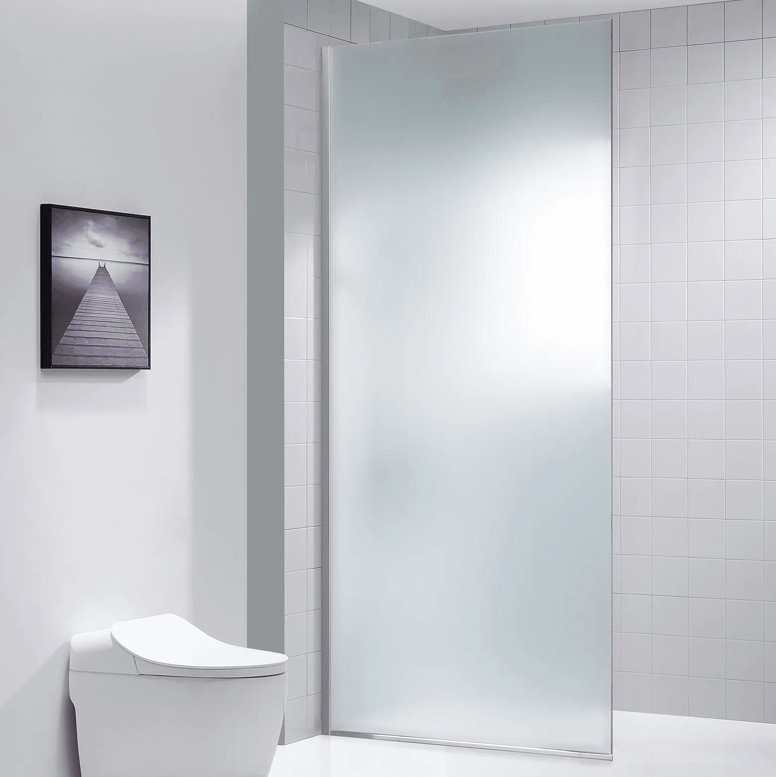 Dreamwerks 35.4"W x 79"H Frameless Fixed Shower Door in Chrome - Available in Clear or Frosted Glass