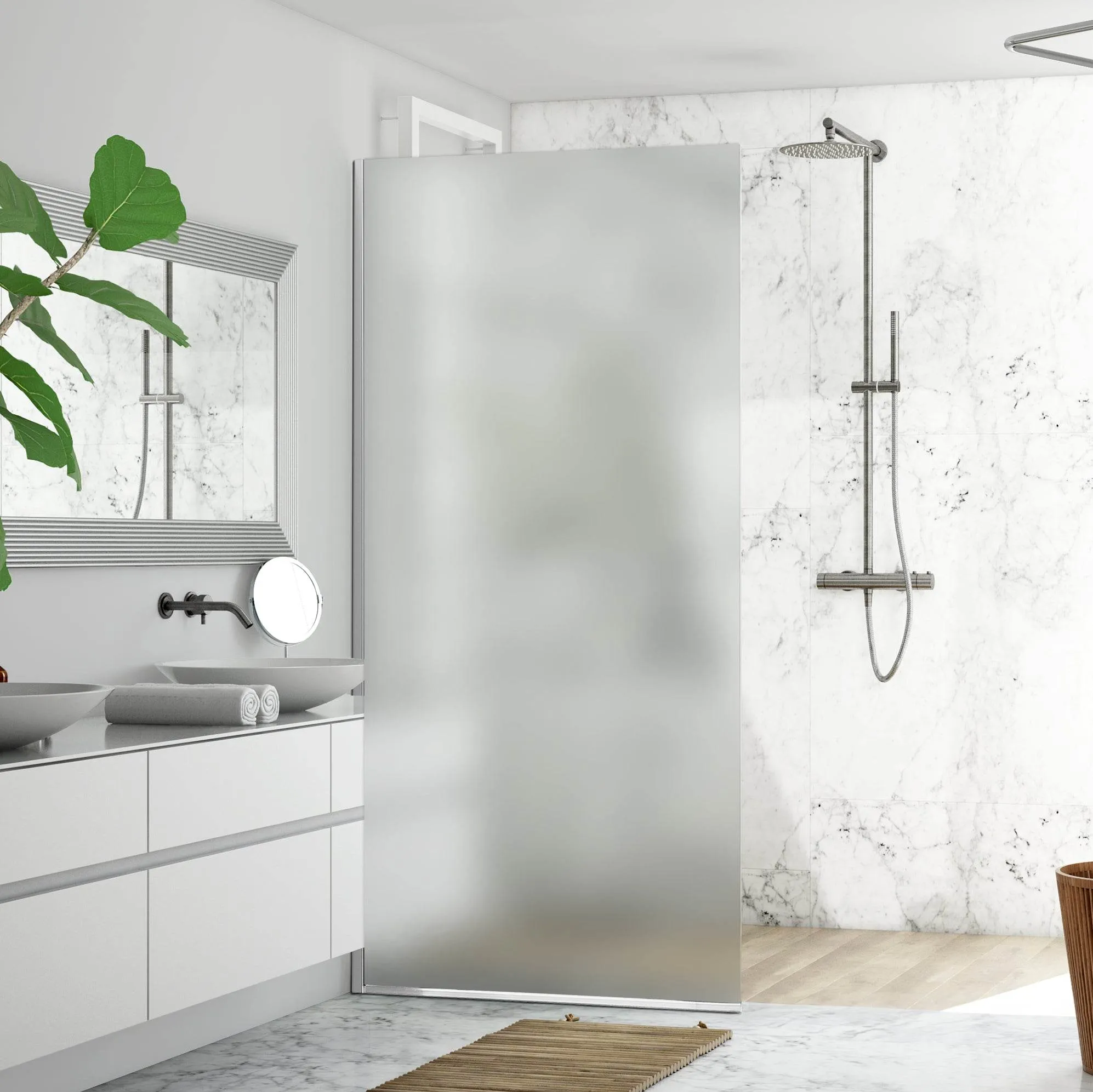 Dreamwerks 35.4"W x 79"H Frameless Fixed Shower Door in Chrome - Available in Clear or Frosted Glass