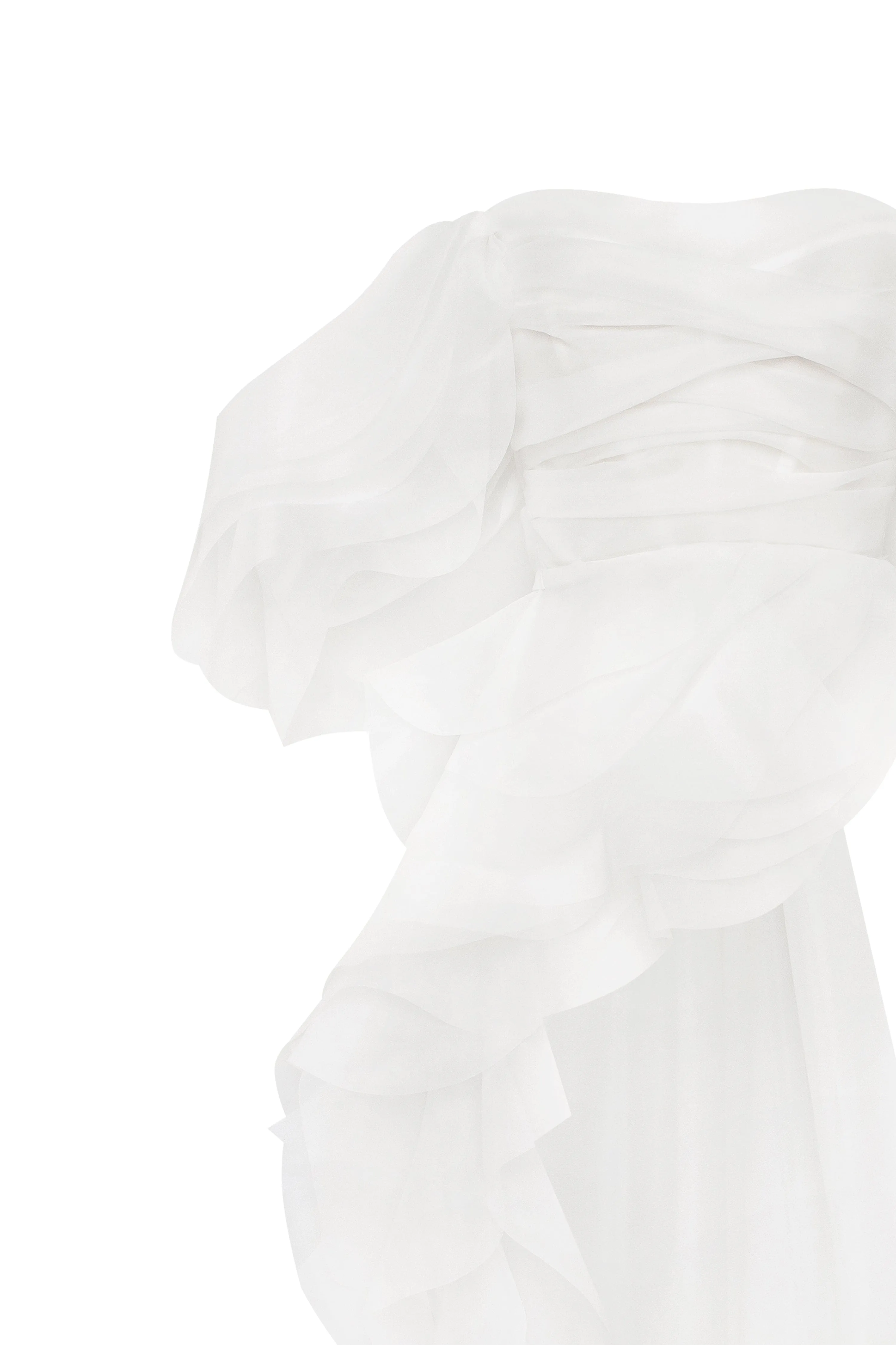 Dreamy blouse with meringue flounces in white