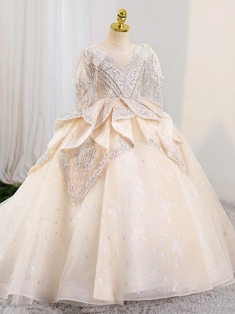 Dreamy Lace Princess Dress Luxurious Lace Ball Gown Elegant Sequin Evening Dress