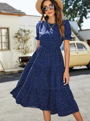 DressBetty - 2024 Summer Casual O-Neck Short Sleeve Beach Boho Dress