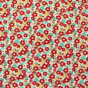 Dressmaking Printed Red and White Floral Cotton - Albert and Bertie