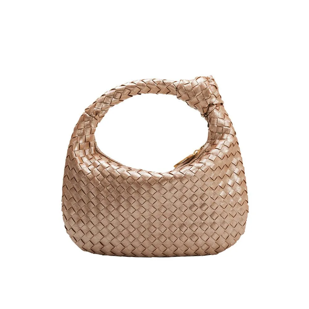 Drew Small Metallic Champagne Recycled Vegan Top Handle Bag
