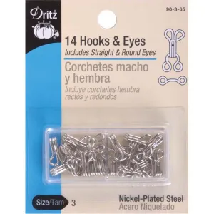 Dritz Hooks & Eyes Size 3, 14Pkg