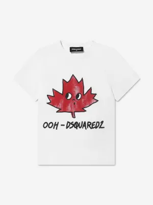 Dsquared2 Kids Maple Leaf Logo T-Shirt In White
