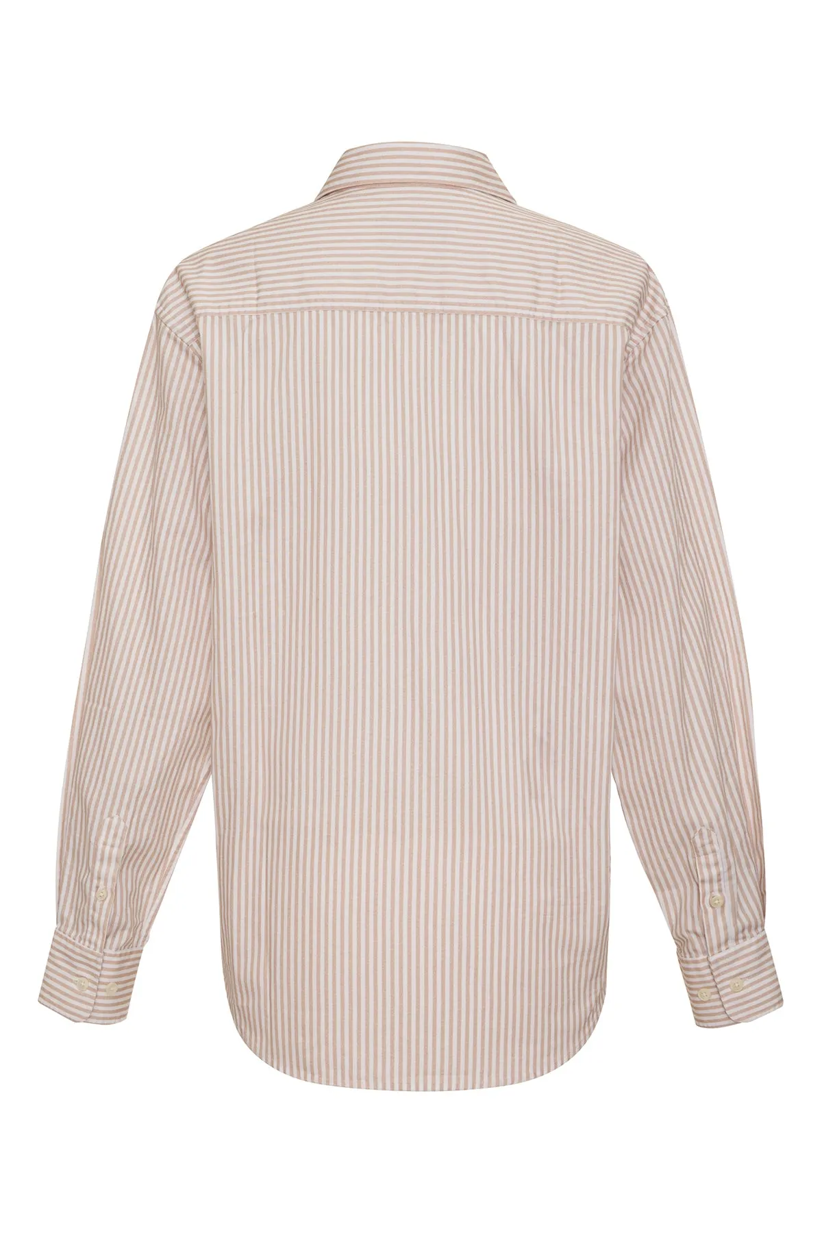 DSTLD 90s Button Down in Khaki White Stripe