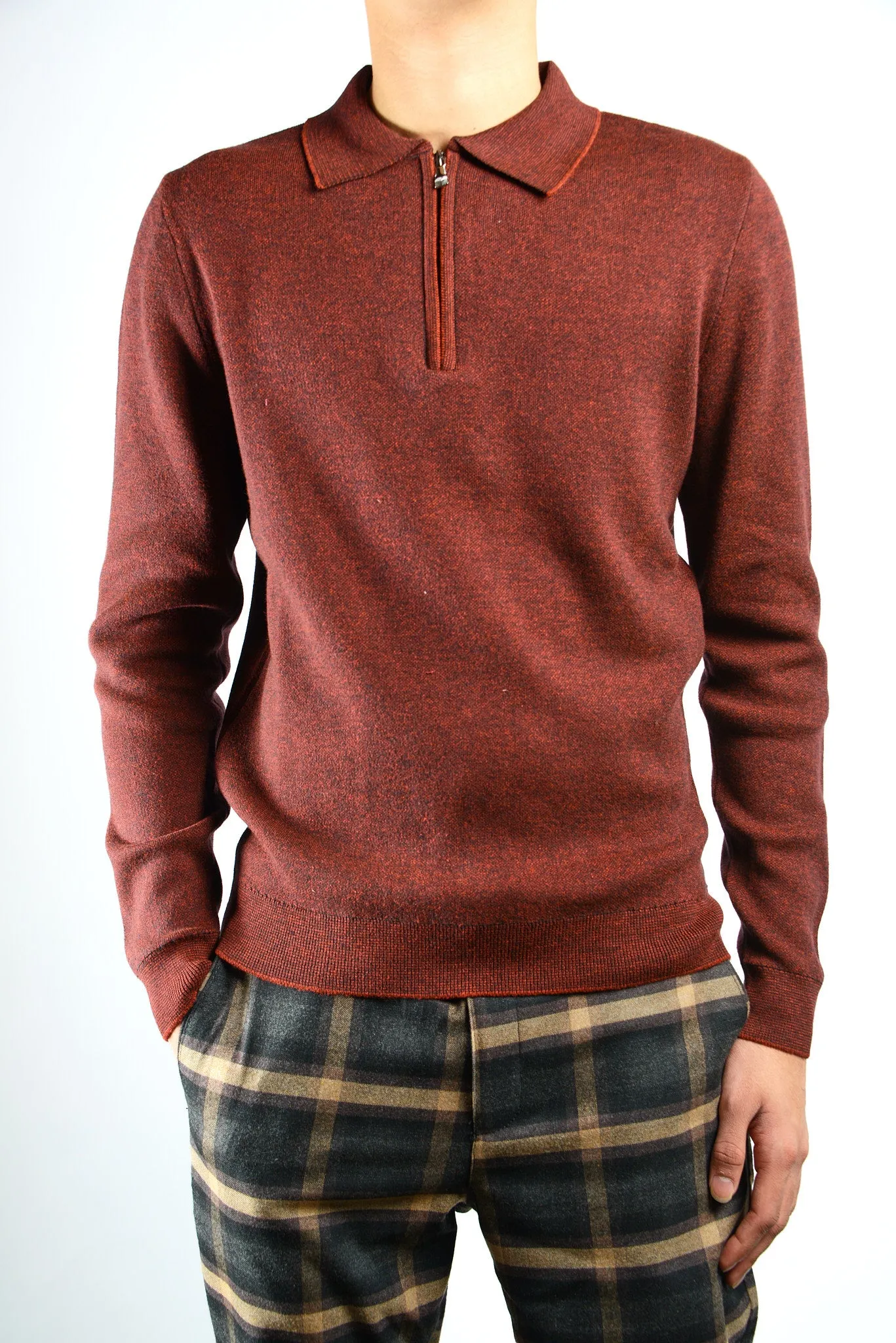 DT 1/4 Zip Melange Polo Ls