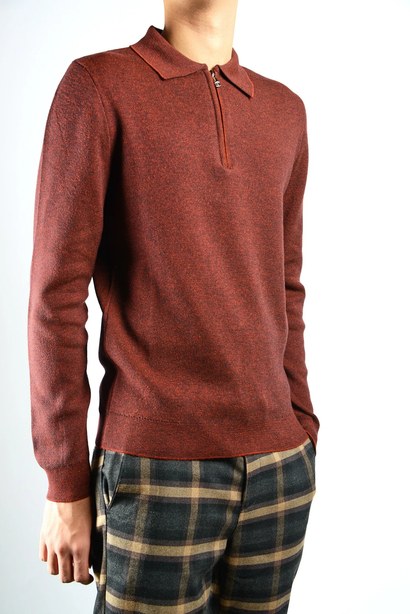DT 1/4 Zip Melange Polo Ls