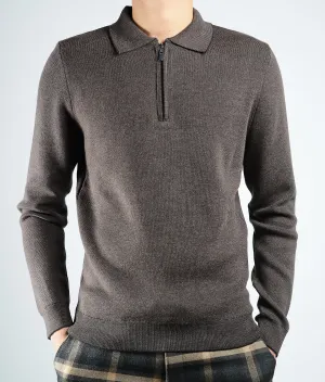 DT 1/4 Zip Melange Polo Ls