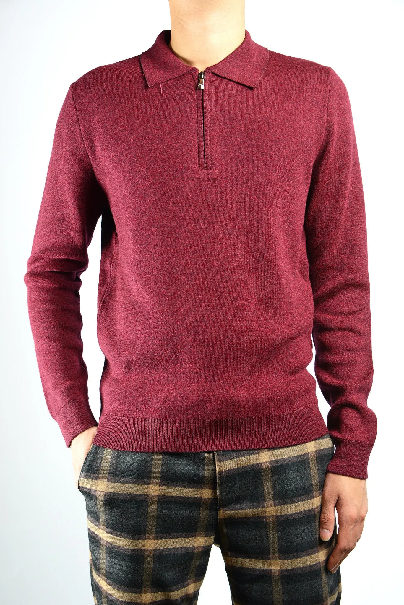DT 1/4 Zip Melange Polo Ls