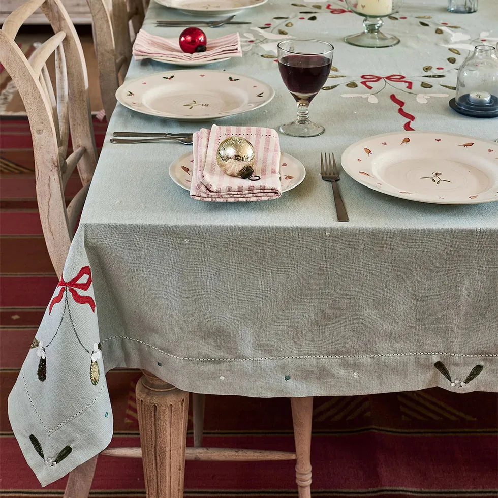 Duckegg Ribbon &amp; Mistletoe Tablecloth - Extra Large