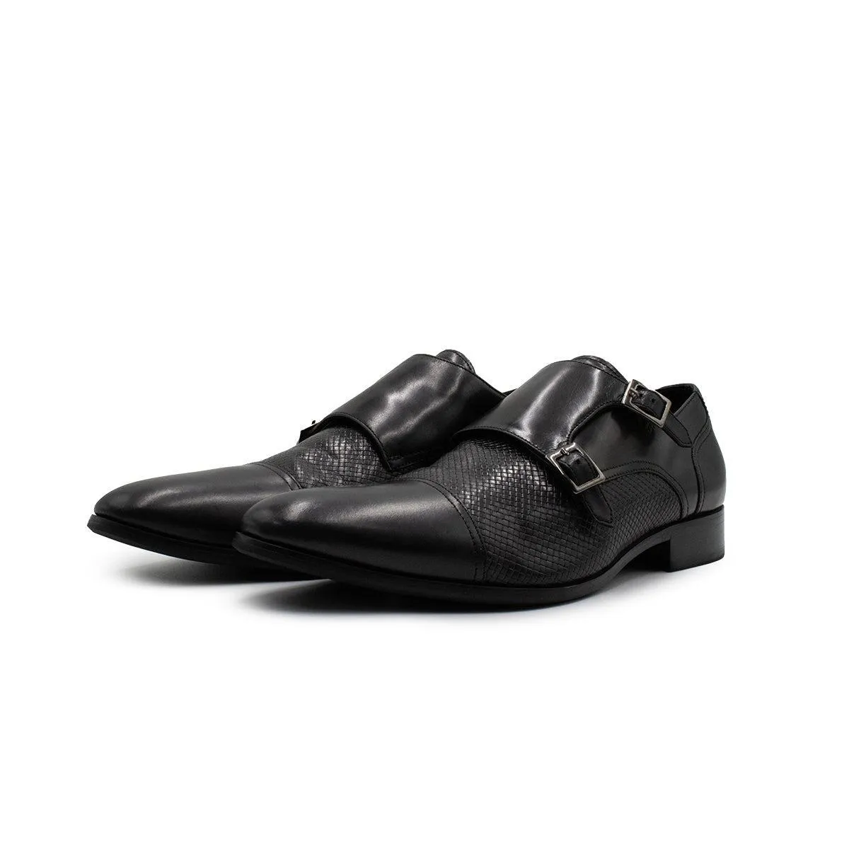 Dune London Formal Straps Monk Strap Shoes Leather Black Colour For Men