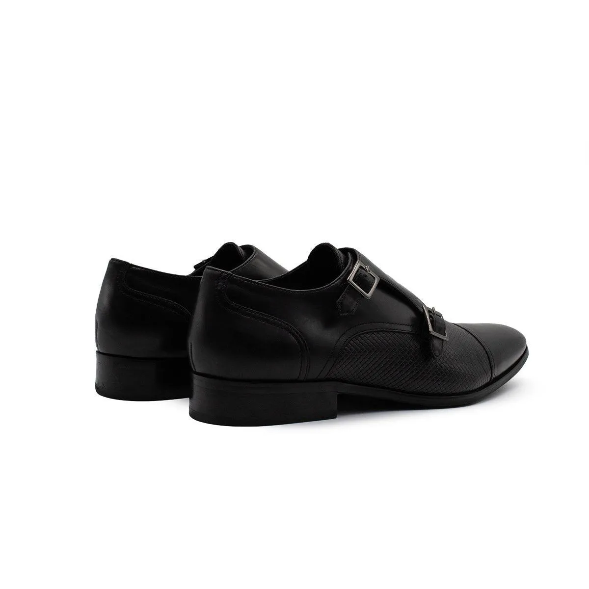 Dune London Formal Straps Monk Strap Shoes Leather Black Colour For Men