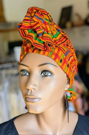 Dupsie's Adisa Multicolored Kente African Print Pre-Tied Head Wrap DP3227PT9