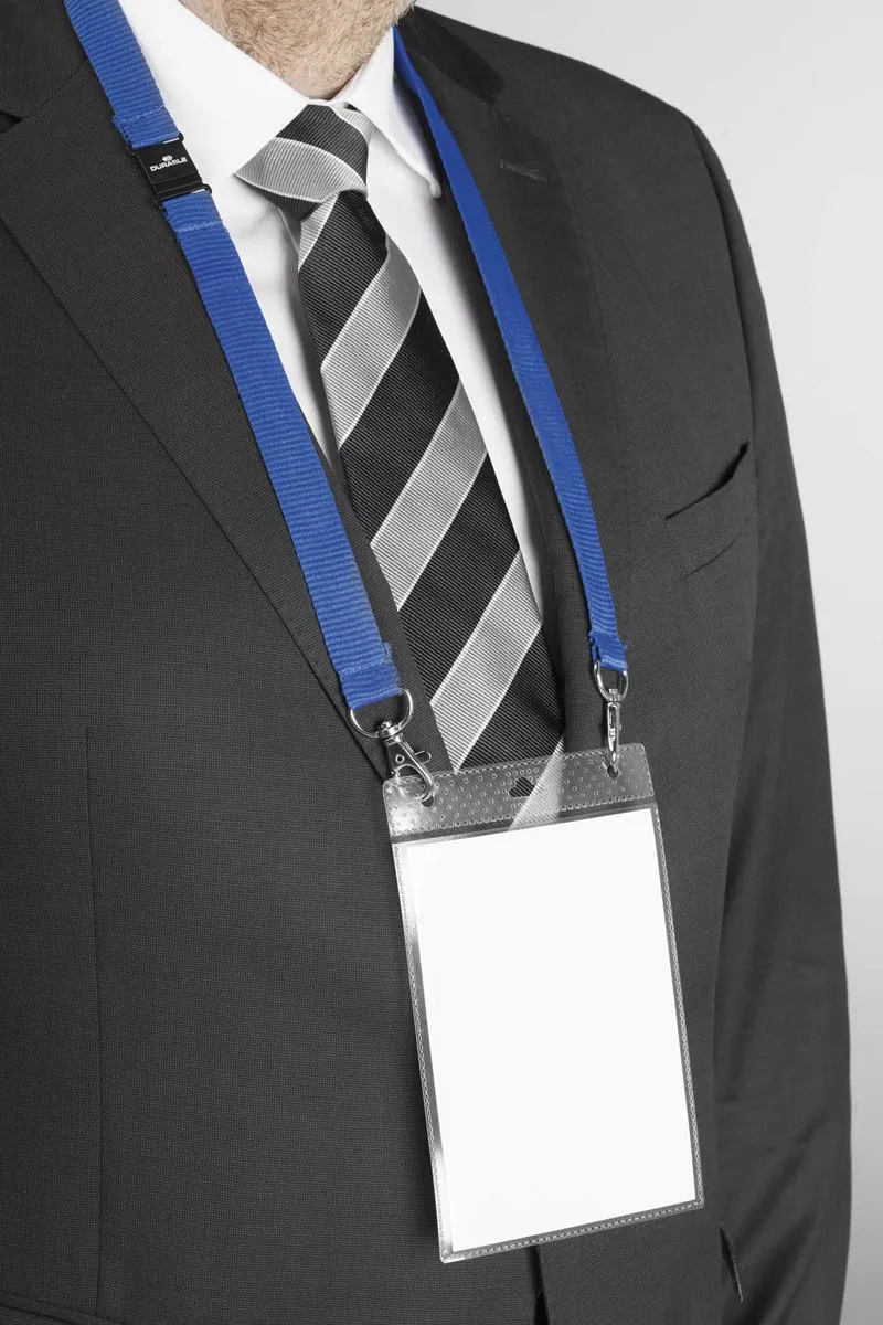 Durable Safety-Release Lanyard Name Badge ID Ticket Holder | 10 Pack | A6 Blue