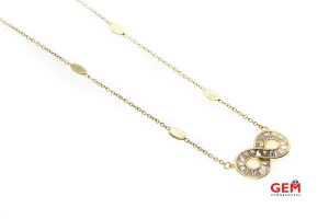 Dyadema Station Infinity Pendant Cubic Zirconia 14K 585 Yellow Gold 19" Necklace