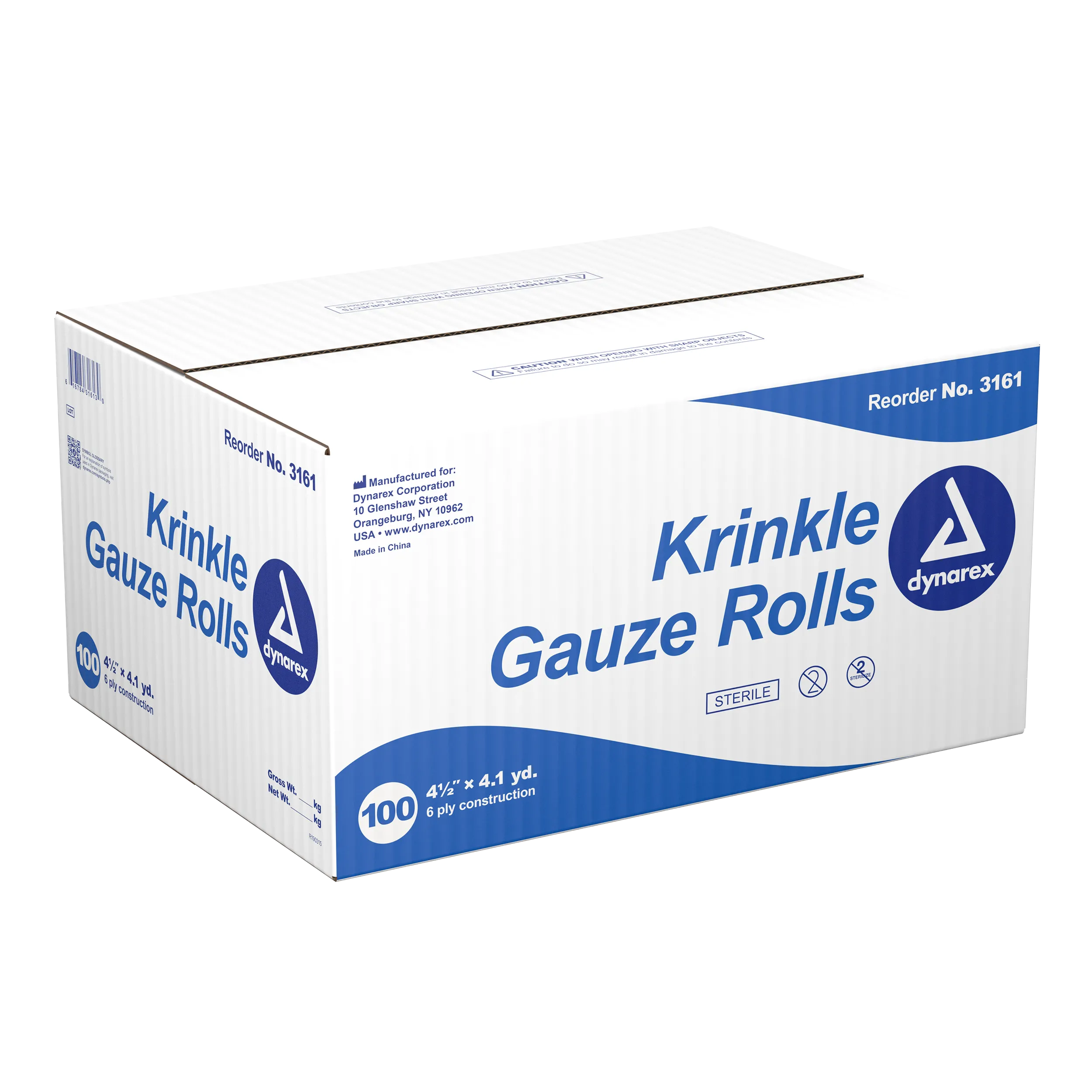 Dynarex - Krinkle Gauze Roll - 4.5" x 4.1yd., Sterile, 100/case