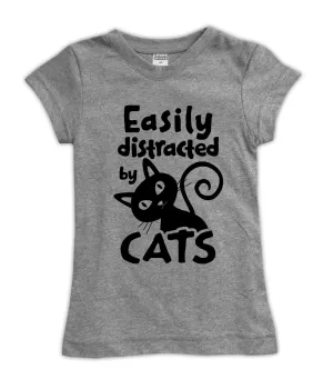 'Easily Distracted by Cats' Fitted Tee