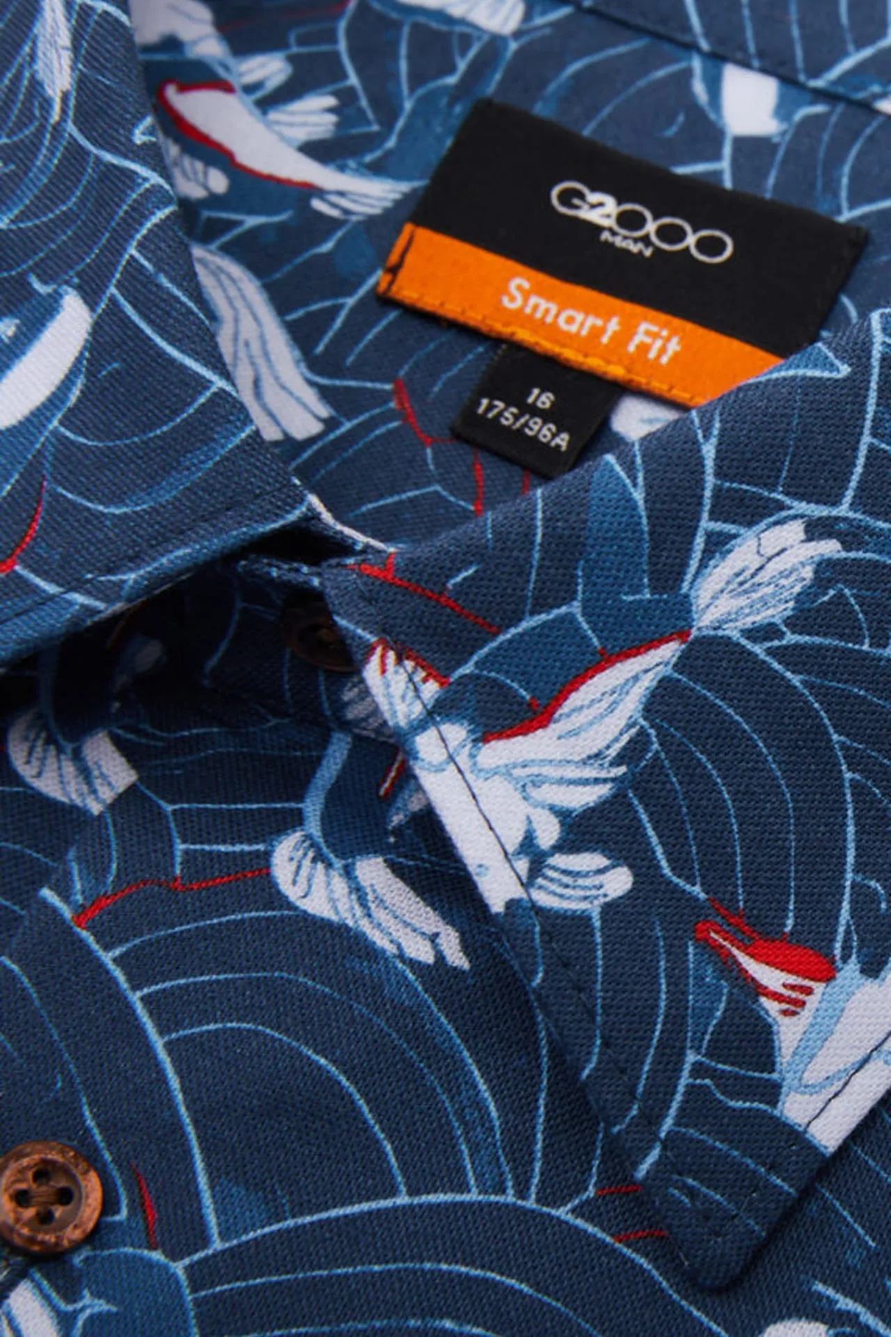 Easy Care Koi All Over Print Cotton Oxford Smart Fit Short Sleeve Casual Shirt