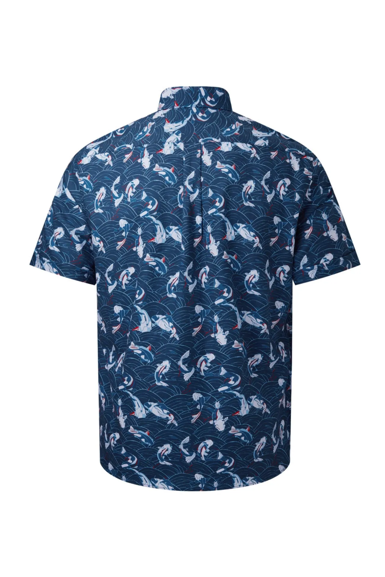 Easy Care Koi All Over Print Cotton Oxford Smart Fit Short Sleeve Casual Shirt