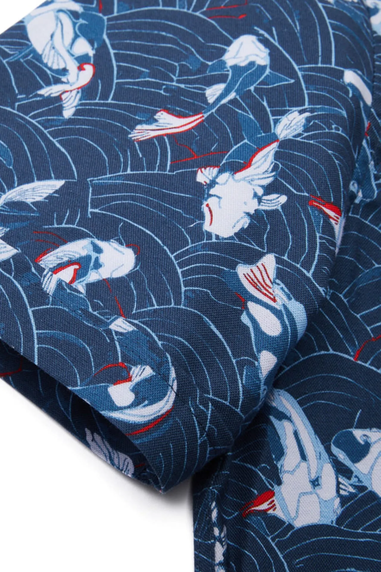 Easy Care Koi All Over Print Cotton Oxford Smart Fit Short Sleeve Casual Shirt